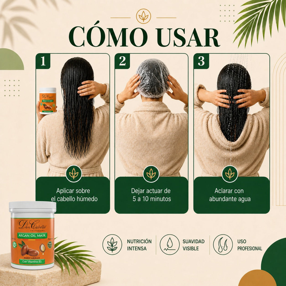 Don Cabello - Mascarilla Con Keratina Y Aceite De Argán Hidratación Intensiva - 1000 Ml