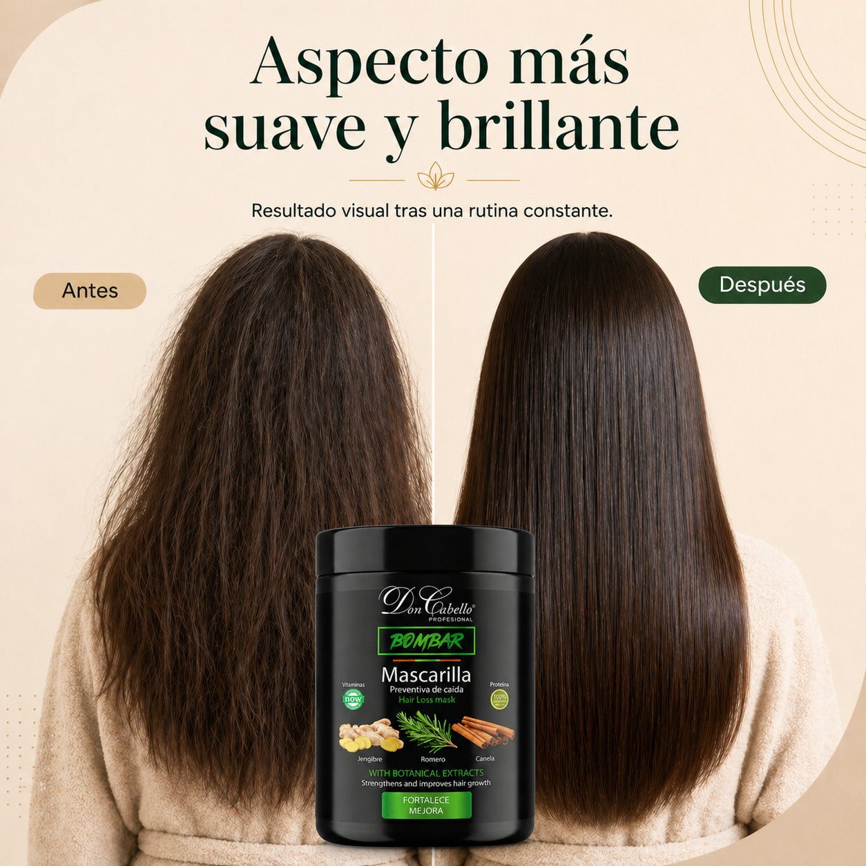 Don Cabello Bombar Mascarilla Preventiva de Caida con Romero, Canela Y Jengibre 1kg