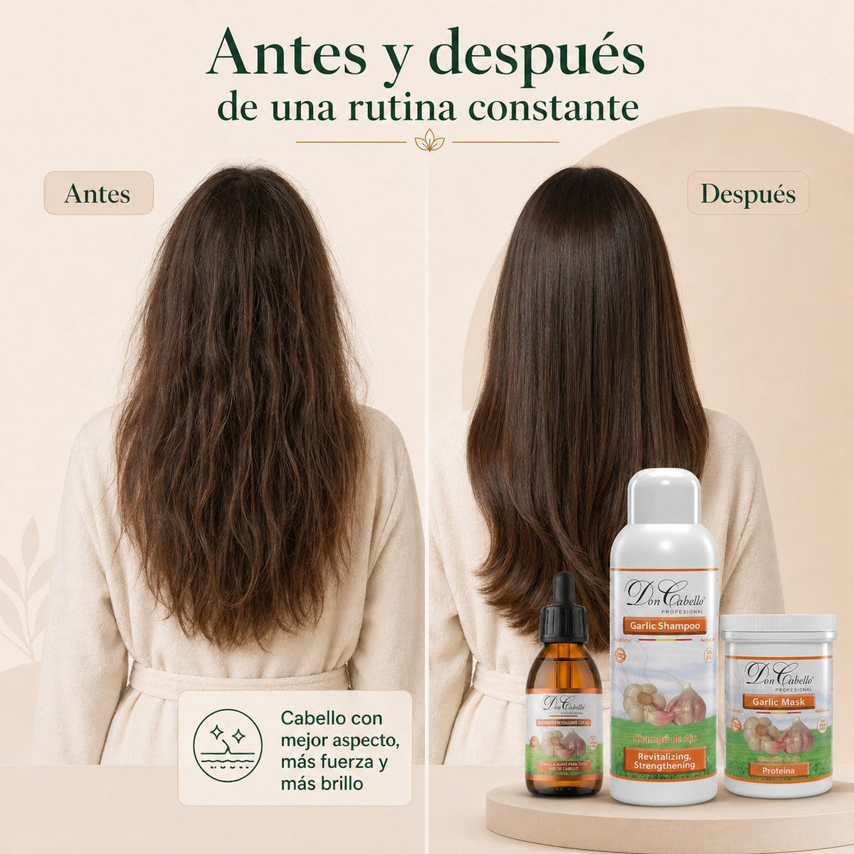 Pack Fortalecedor Intensivo Ajo – Cabello Débil (Champú + Mascarilla + Loción) Don Cabello