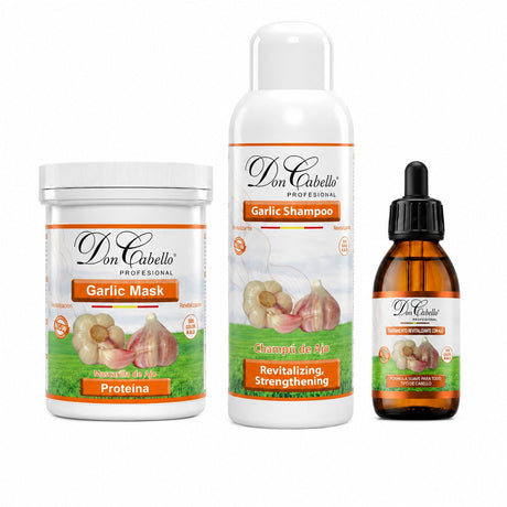 Pack Fortalecedor Intensivo Ajo – Cabello Débil (Champú + Mascarilla + Loción) Don Cabello