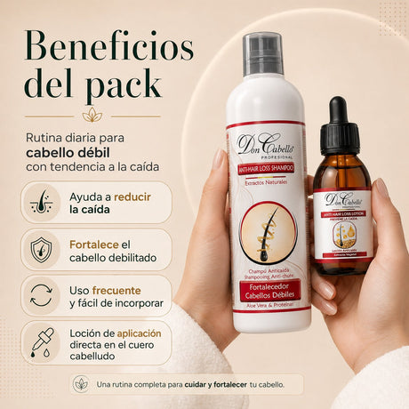 Pack Anticaída Proteínas – Cabello Fino (Champú + Loción) Don Cabello