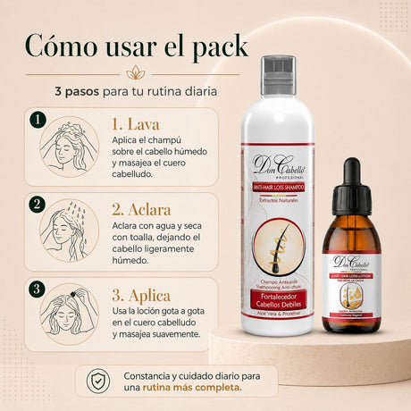 Pack Anticaída Proteínas – Cabello Fino (Champú + Loción) Don Cabello