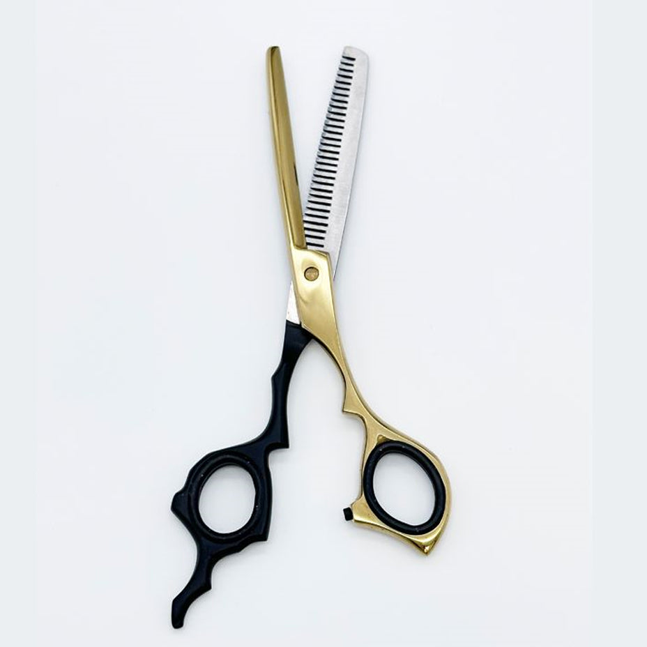 Black + Gold Hair Cutting Scissors, For Hairdressing - Tooth Scissors
