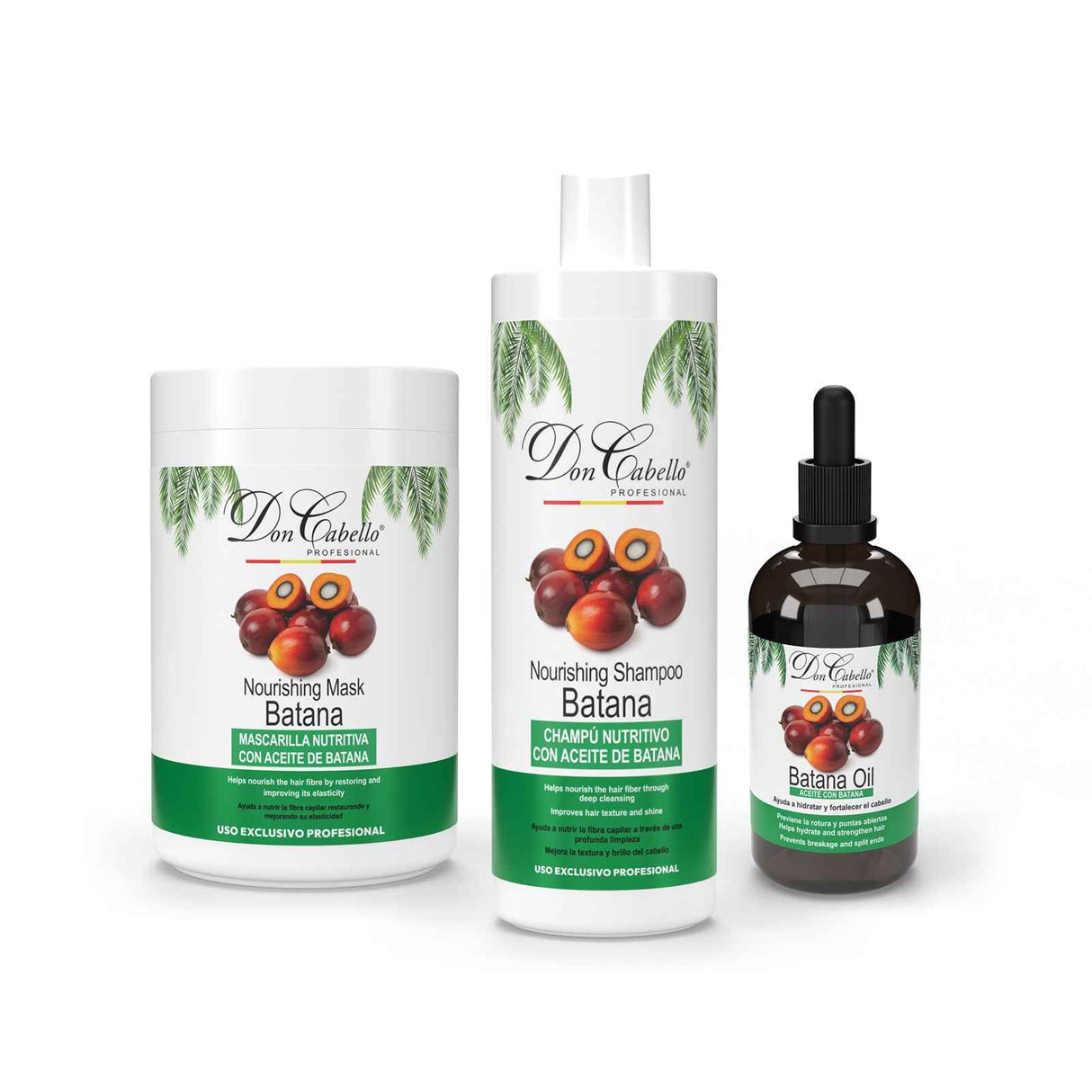 Don Cabello Pack Batana oil 3 Productos Champú Mascarilla y Aceite Nutrición y Brillo