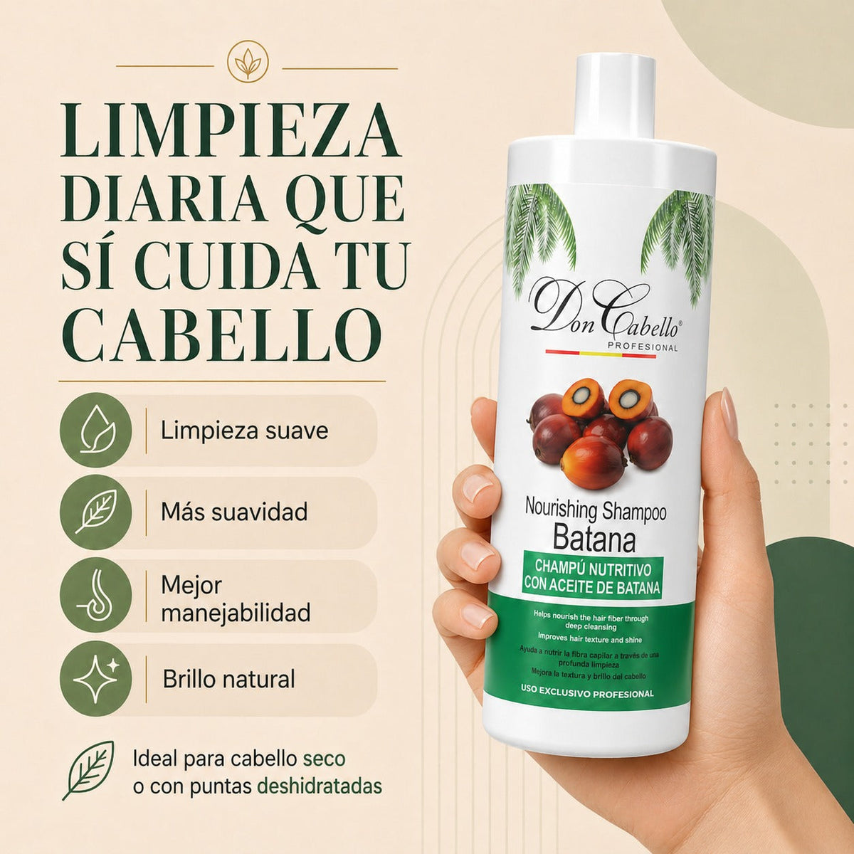 Don Cabello Champú Nutritivo con Aceite de Batana 1000 ml Sin Siliconas