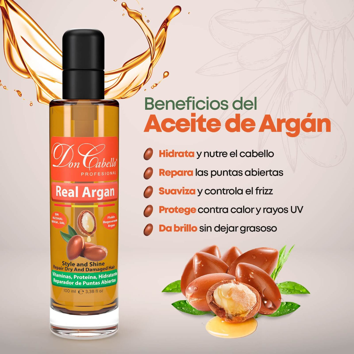 Don Cabello Aceite de Argán – Serum reparador de cabello 100 ml - Cosmetics Afro Latino