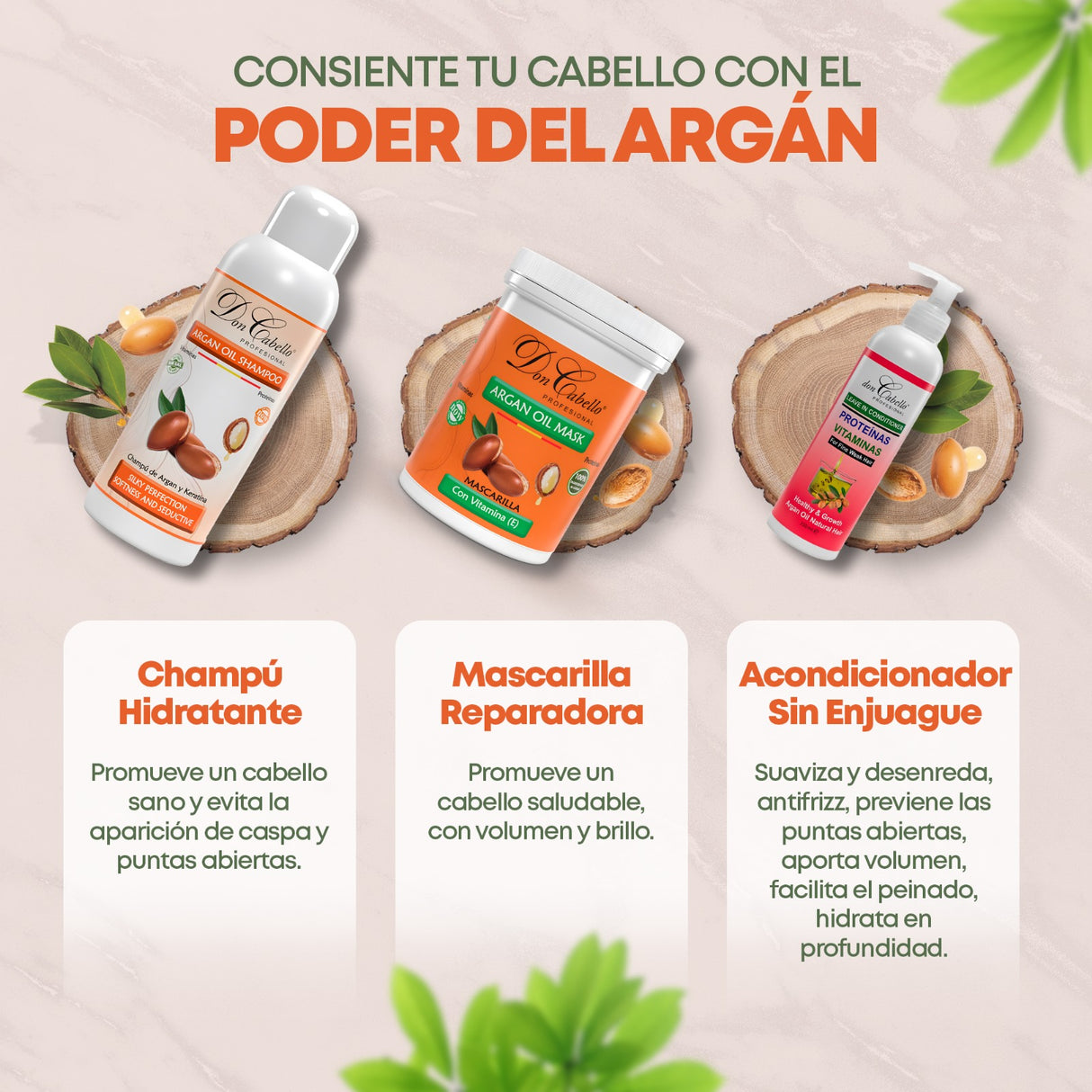 Pack Hidratación Intensa Con Keratina Y Aceite De Argán - Don Cabello