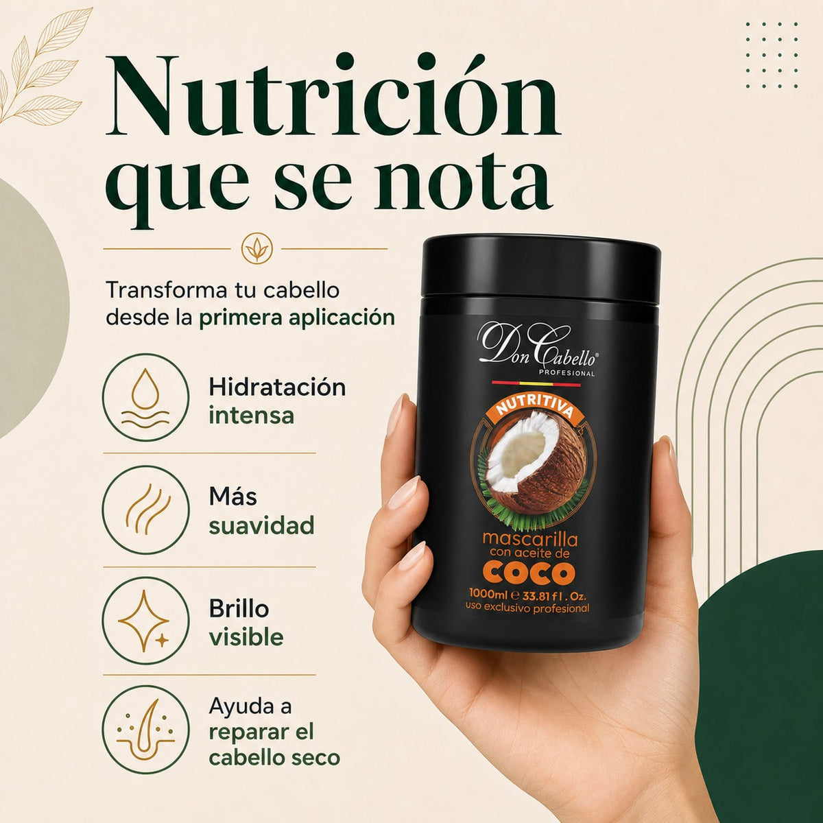 Don Cabello Mascarilla Capilar Nutritiva con Aceite de Coco 1000 ml