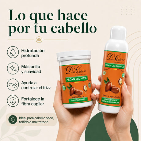 Pack Reparación e Hidratación Argán – Cabello Seco (Champú + Mascarilla) Don Cabello