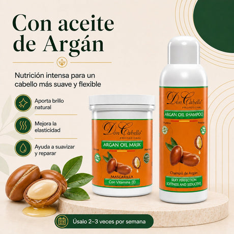 Pack Reparación e Hidratación Argán – Cabello Seco (Champú + Mascarilla) Don Cabello