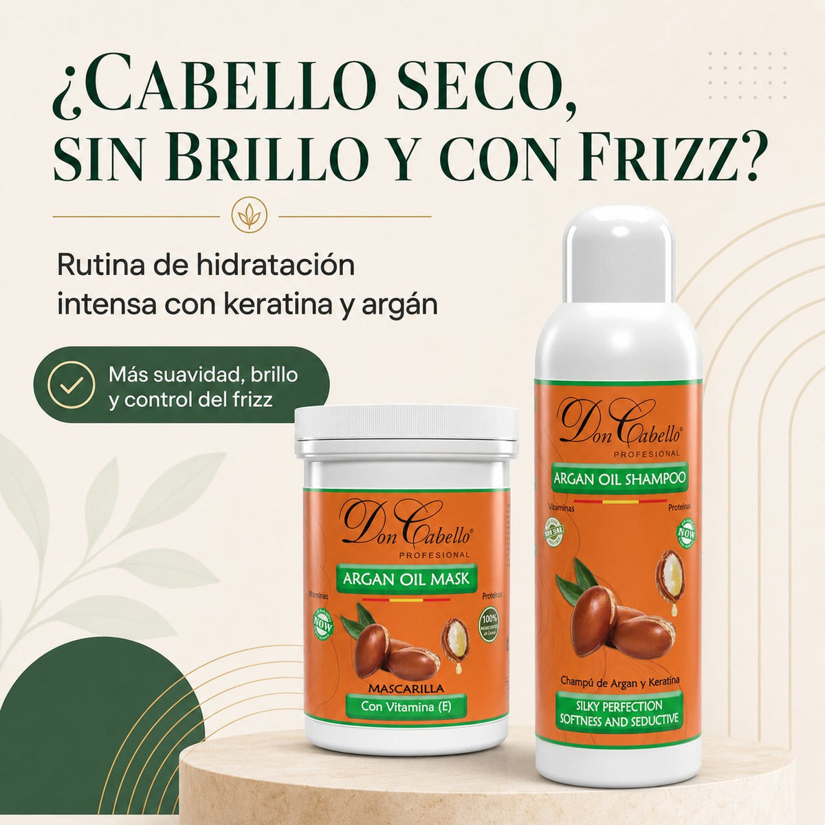 Pack Reparación e Hidratación Argán – Cabello Seco (Champú + Mascarilla) Don Cabello
