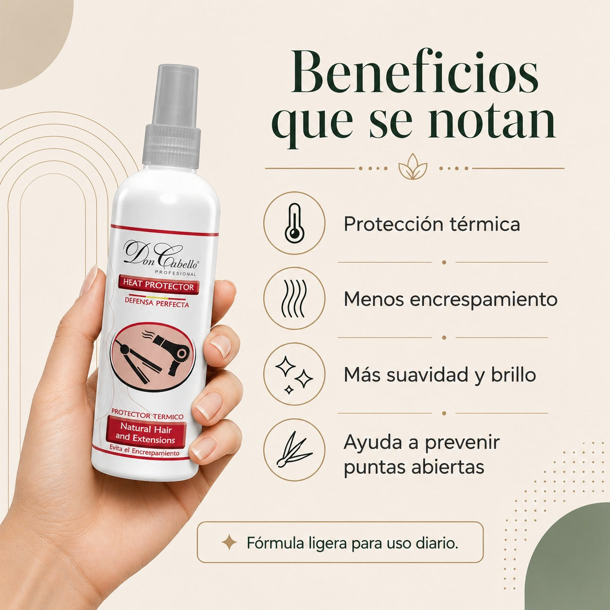 Don Cabello - Thermal Hair Protector - Iron and Tongs Heat Protector - Thermoprotective Spray - 250 Ml