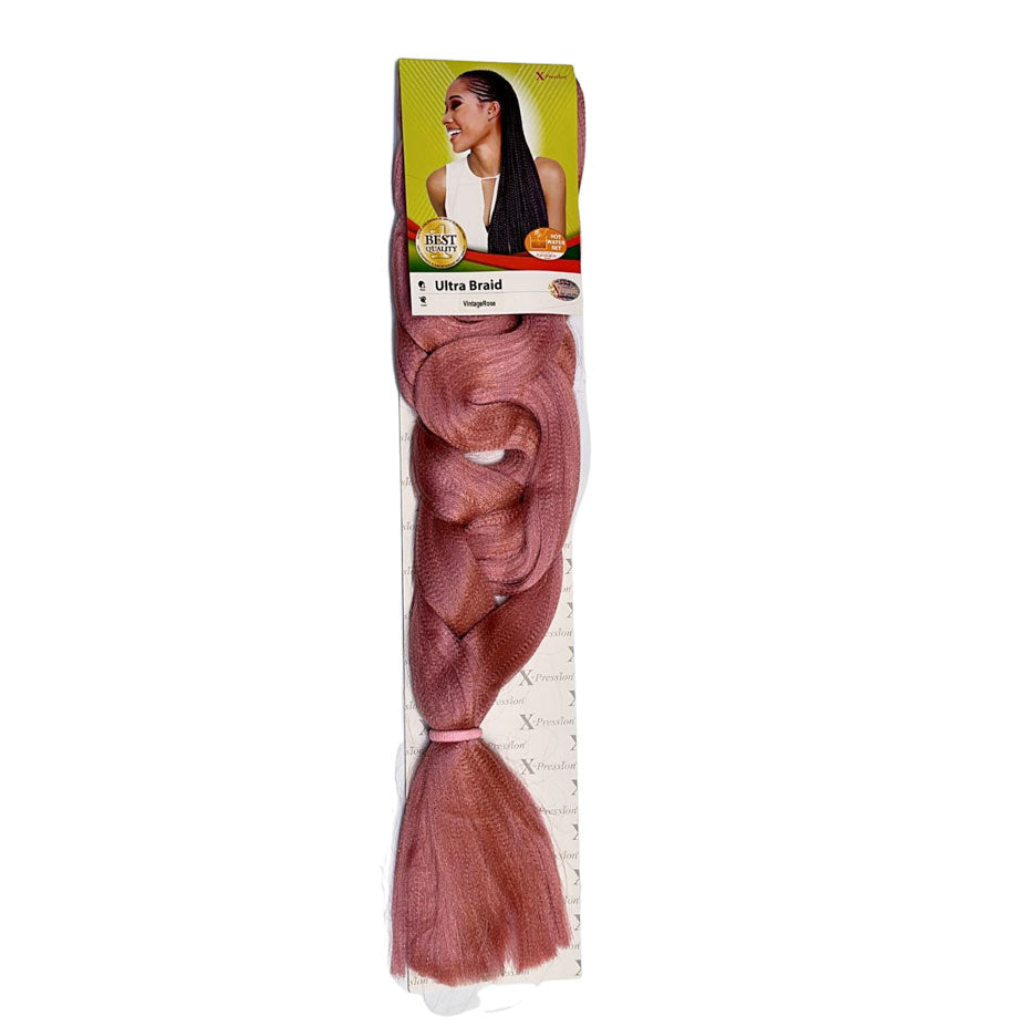 X-pression - Ultra Braid - Extensión De Pelo - Para Trenzar - 208 Cm - 165 G - De Un Solo Color - Cosmetics Afro Latino #VINTAGE ROSE X-pression Hair Care