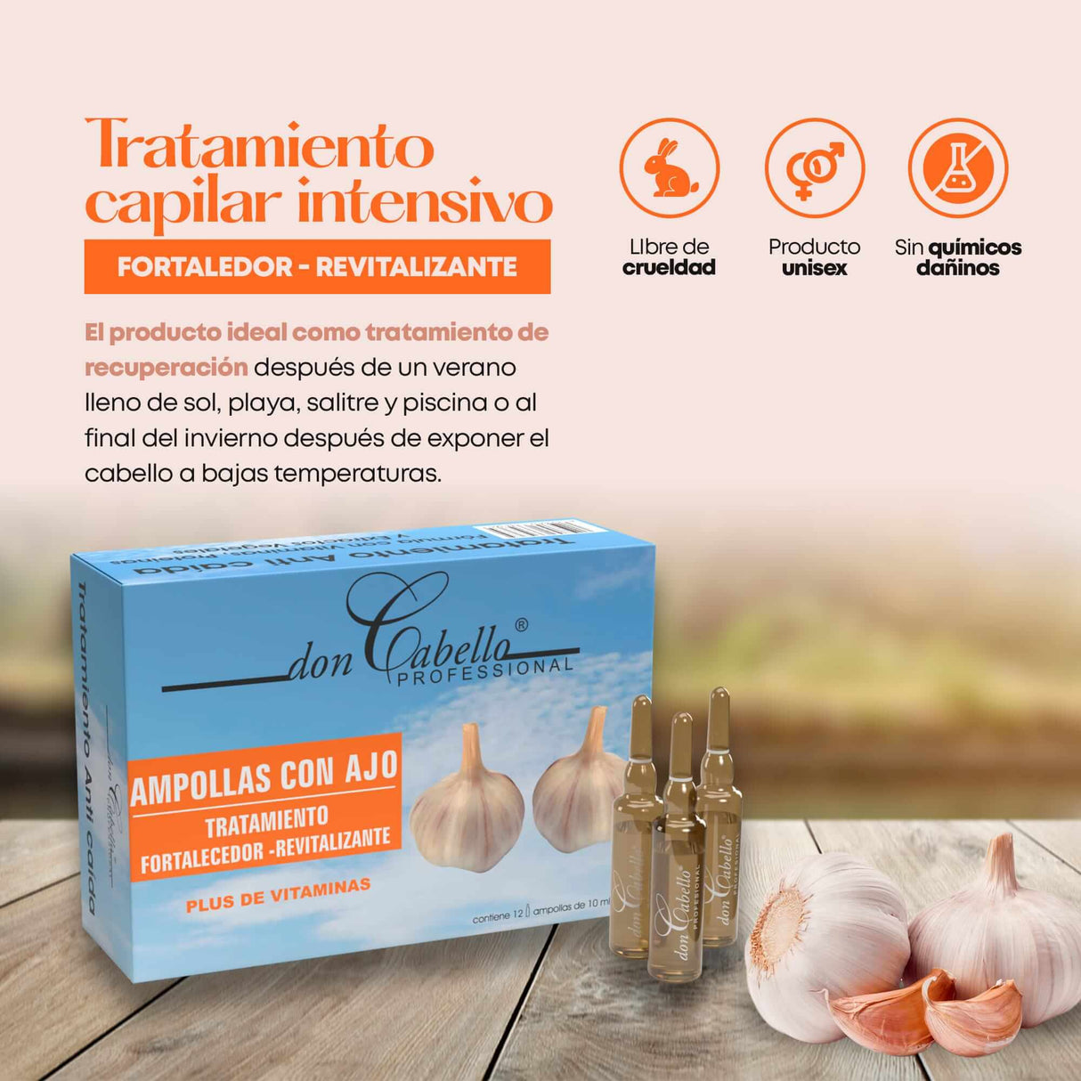 Don Cabello Ampollas capilares – Fortalece las fibras capilares – 12 Ampollas x 10 ml - Cosmetics Afro Latino