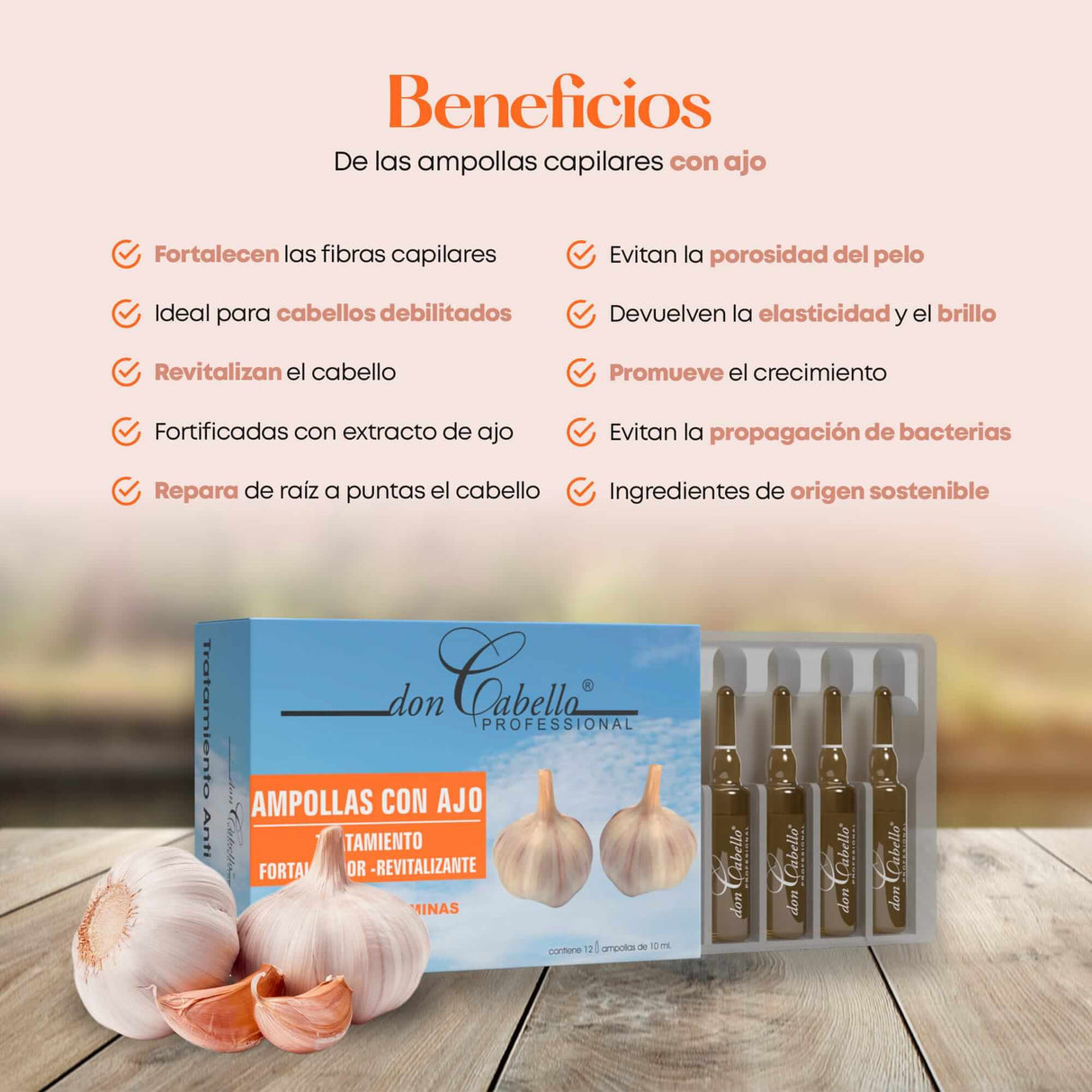 Don Cabello Ampollas capilares – Fortalece las fibras capilares – 12 Ampollas x 10 ml - Cosmetics Afro Latino