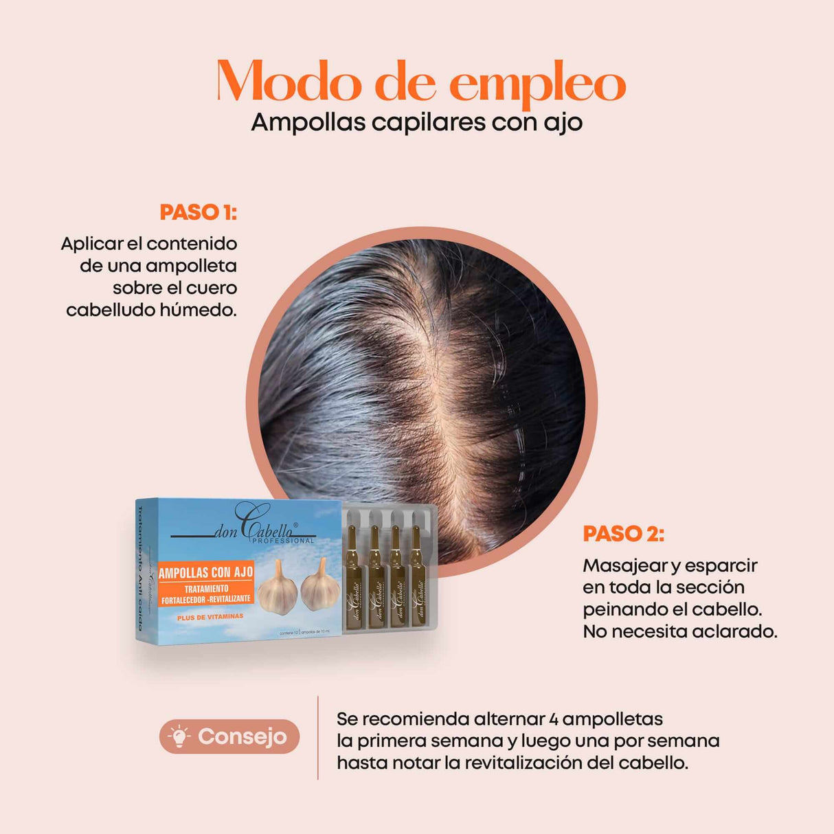 Don Cabello Ampollas capilares – Fortalece las fibras capilares – 12 Ampollas x 10 ml - Cosmetics Afro Latino