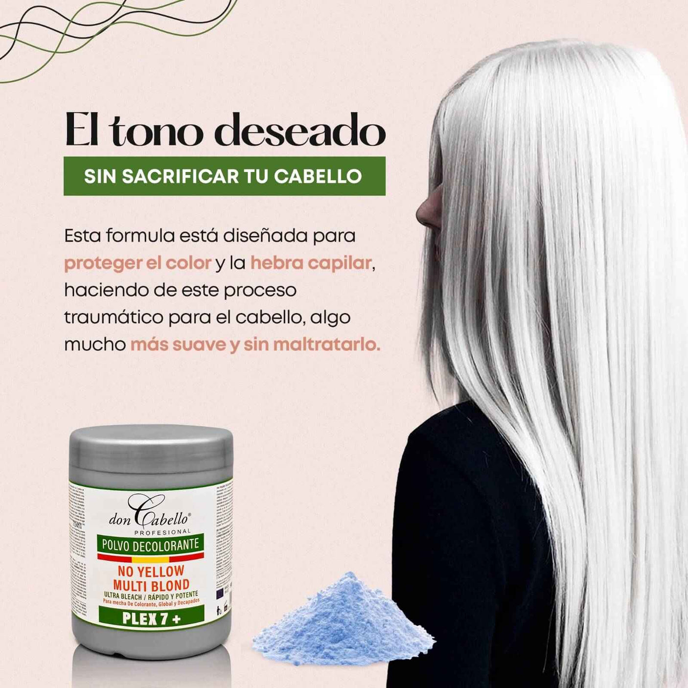 Don Cabello - Polvo Decolorante Plex 7 – Anti Amarillos - 500 GR