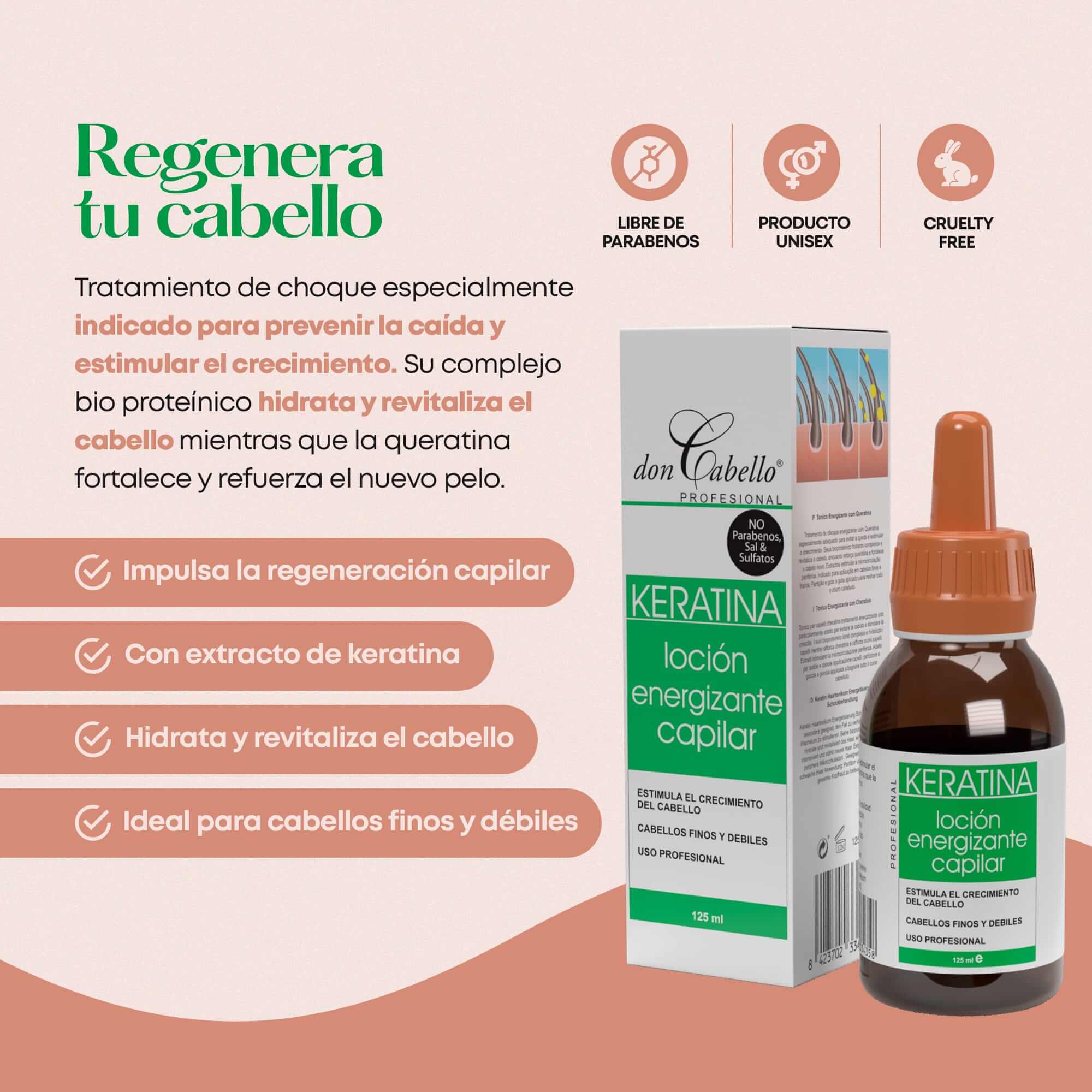Don Cabello Sérum regenerador capilar, Tónico crecimiento del cabello 125 ml - Cosmetics Afro Latino